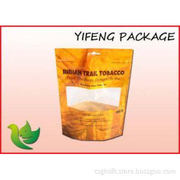 Clear Window Plastic Stand Up Pouch With Zipper For Tobacco